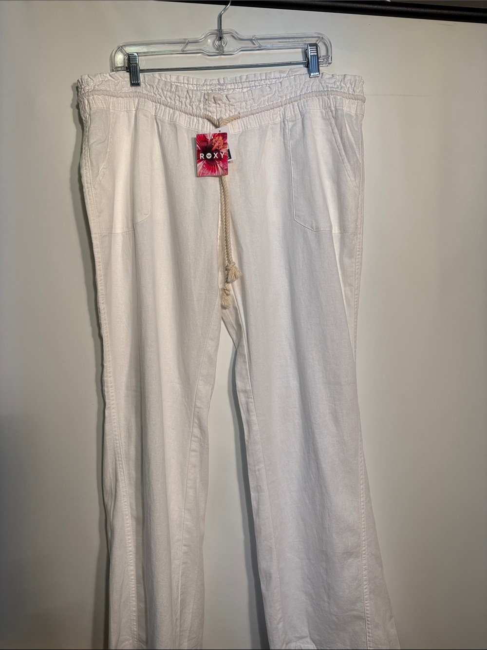 Roxy Off White Wide Leg Drawstring Pants